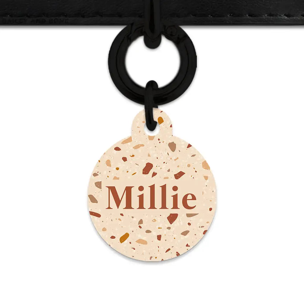 Brown And Beige Terrazzo Pet ID Tag
