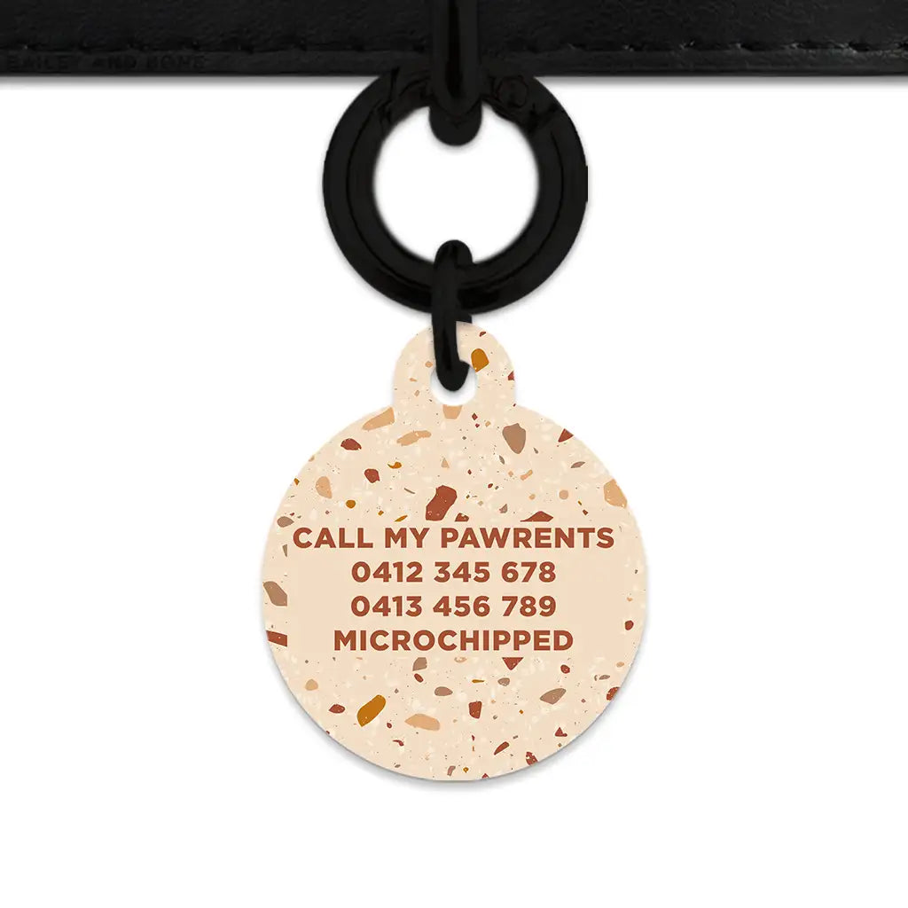 Brown And Beige Terrazzo Pet ID Tag