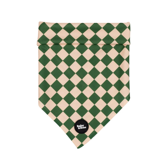 Green And Beige Checkers Dog Bandana