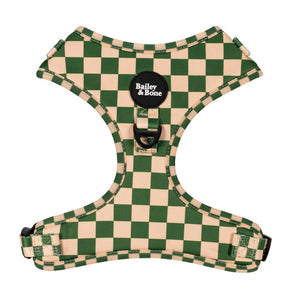 Green And Beige Checkers Dog Harness