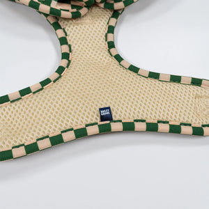Green And Beige Checkers Dog Harness
