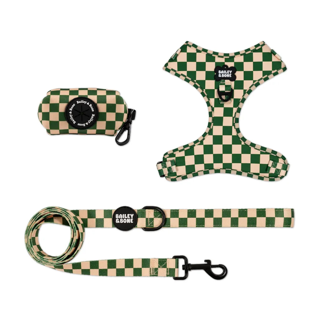 Green And Beige Checkers Harness Bundle