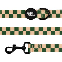 Green And Beige Checkers Collar And Lead Bundle