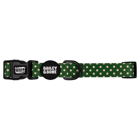 Green And Beige Polka Dots Dog Collar