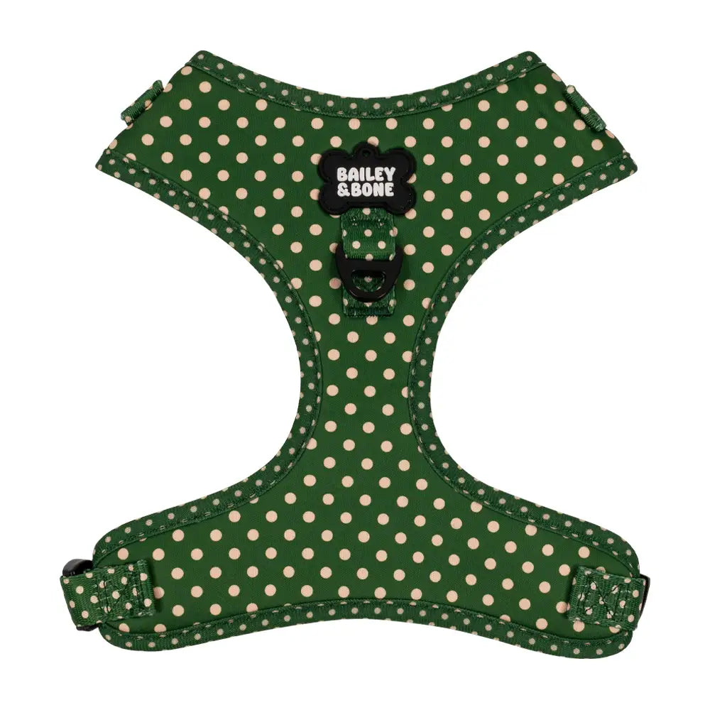 Green And Beige Polka Dots Dog Harness