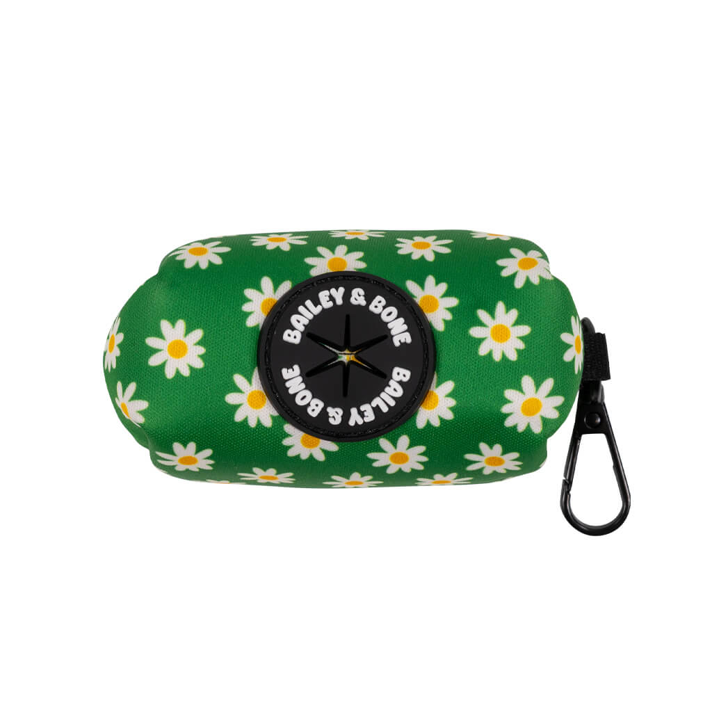 Green Daisy Pattern Poop Bag Holder