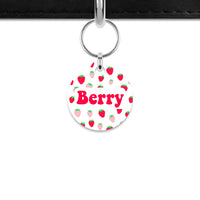 Pink And Red Strawberries Mini Pet ID Tag