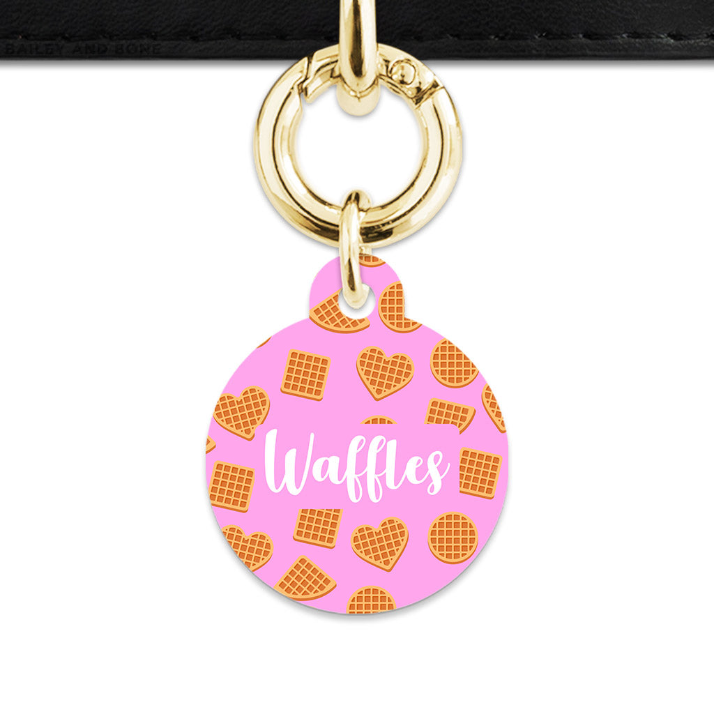 Pink Waffles Pattern Pet ID Tag