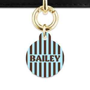 Blue And Brown Stripes Pet ID Tag