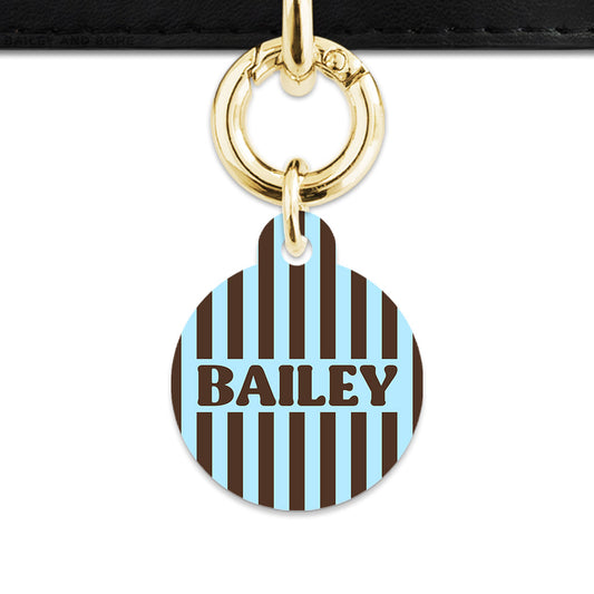 Blue And Brown Stripes Pet ID Tag