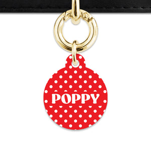 Red And White Polka Dots Pet ID Tag