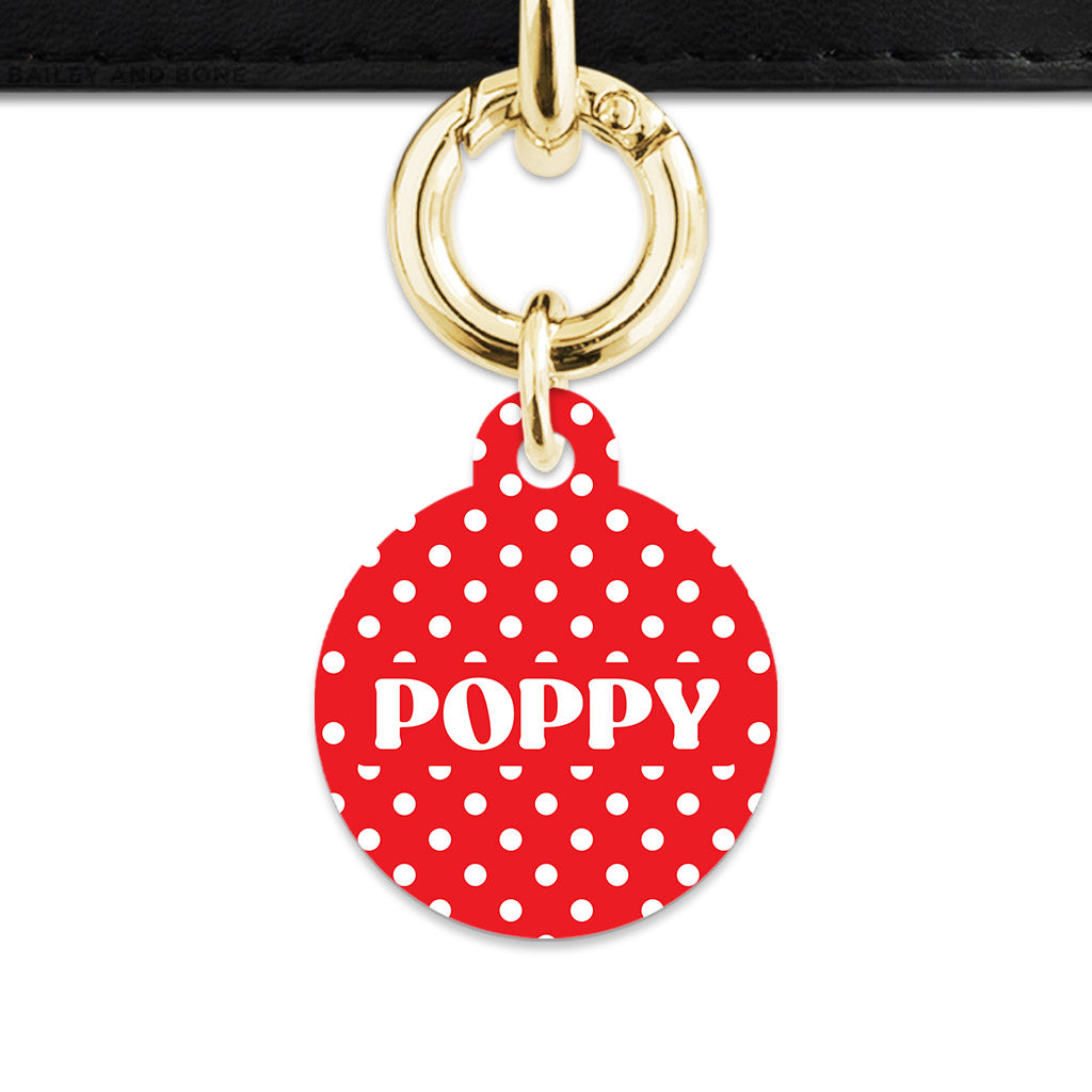 Red And White Polka Dots Pet ID Tag