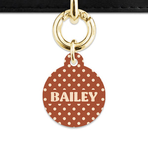 Brown And Beige Polka Dots Pet ID Tag