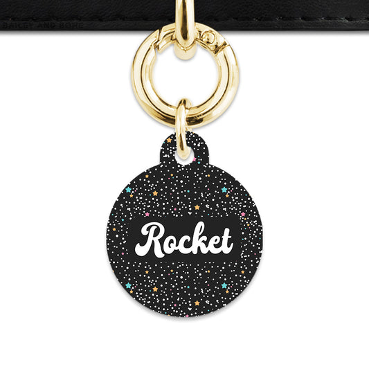 Black Pastel Stars Pet ID Tag