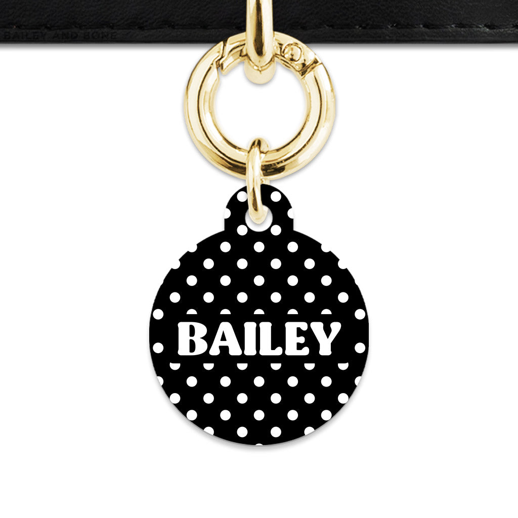 Black And White Polka Dots Pet ID Tag