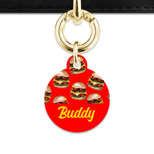 Burger Pattern Pet ID Tag