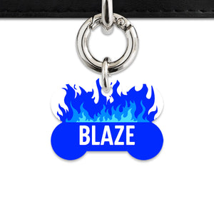 Blue Flames Pet ID Tag