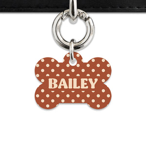 Brown And Beige Polka Dots Pet ID Tag