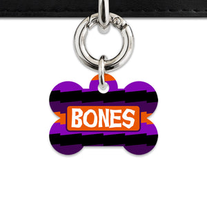 Purple And Orange Spooky Stripes Pet ID Tag