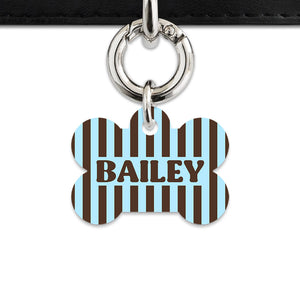 Blue And Brown Stripes Pet ID Tag