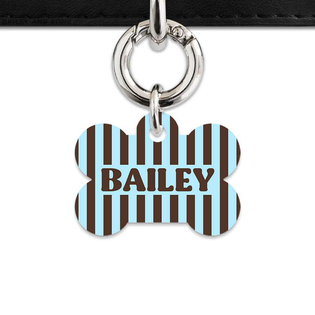 Blue And Brown Stripes Pet ID Tag