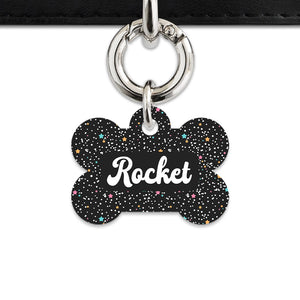 Black Pastel Stars Pet ID Tag