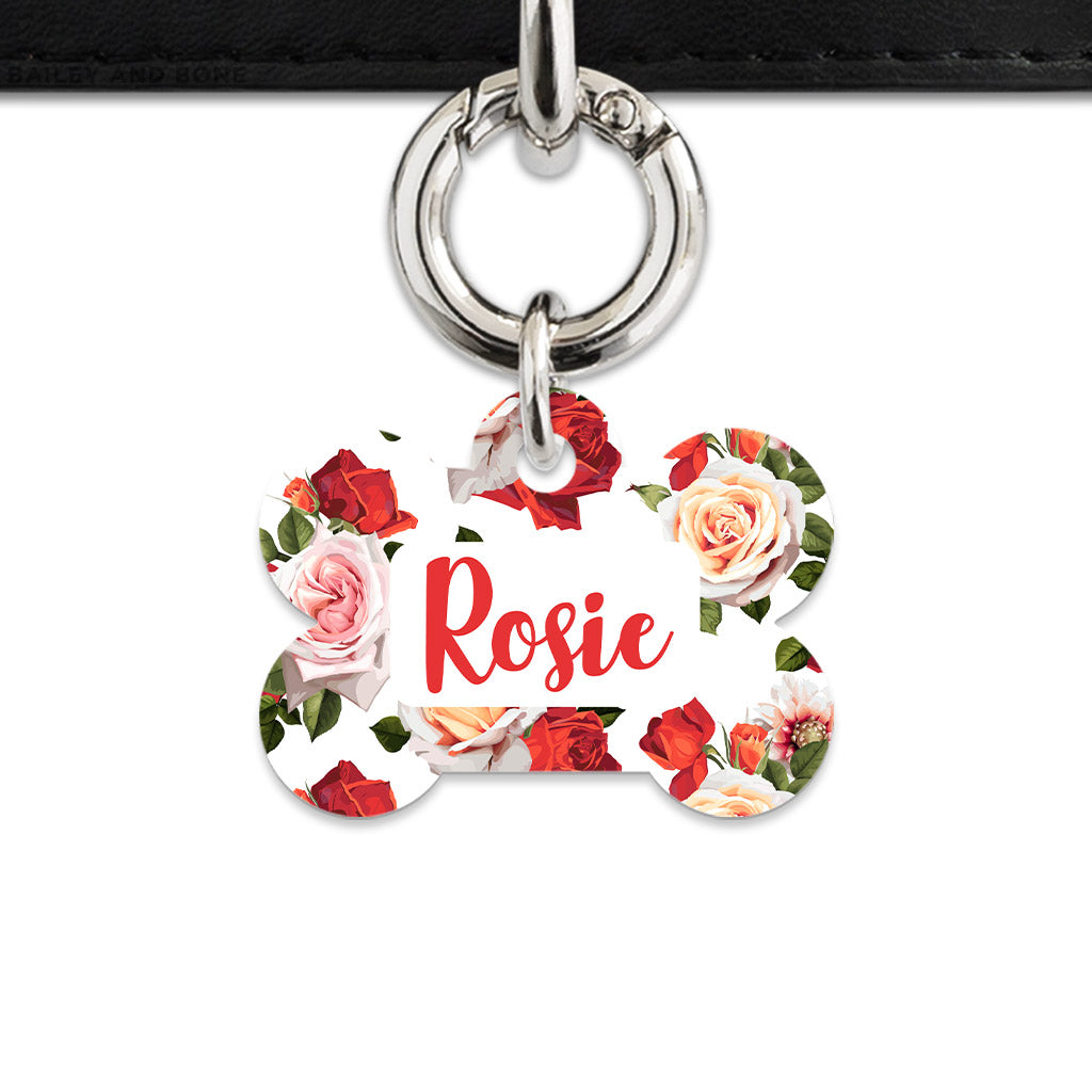 Red And White Roses Pet ID Tag