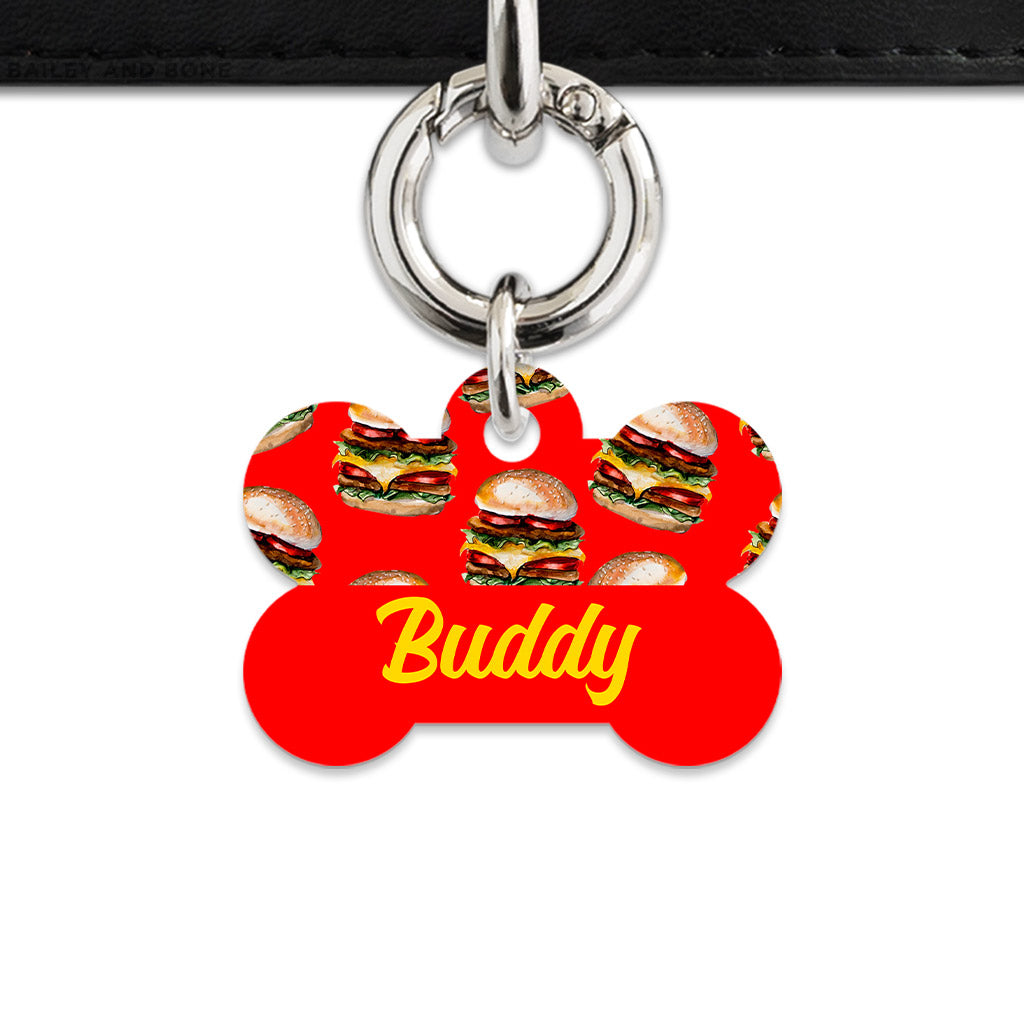 Burger Pattern Pet ID Tag