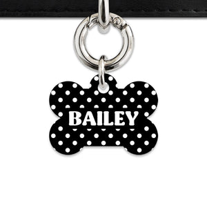 Black And White Polka Dots Pet ID Tag