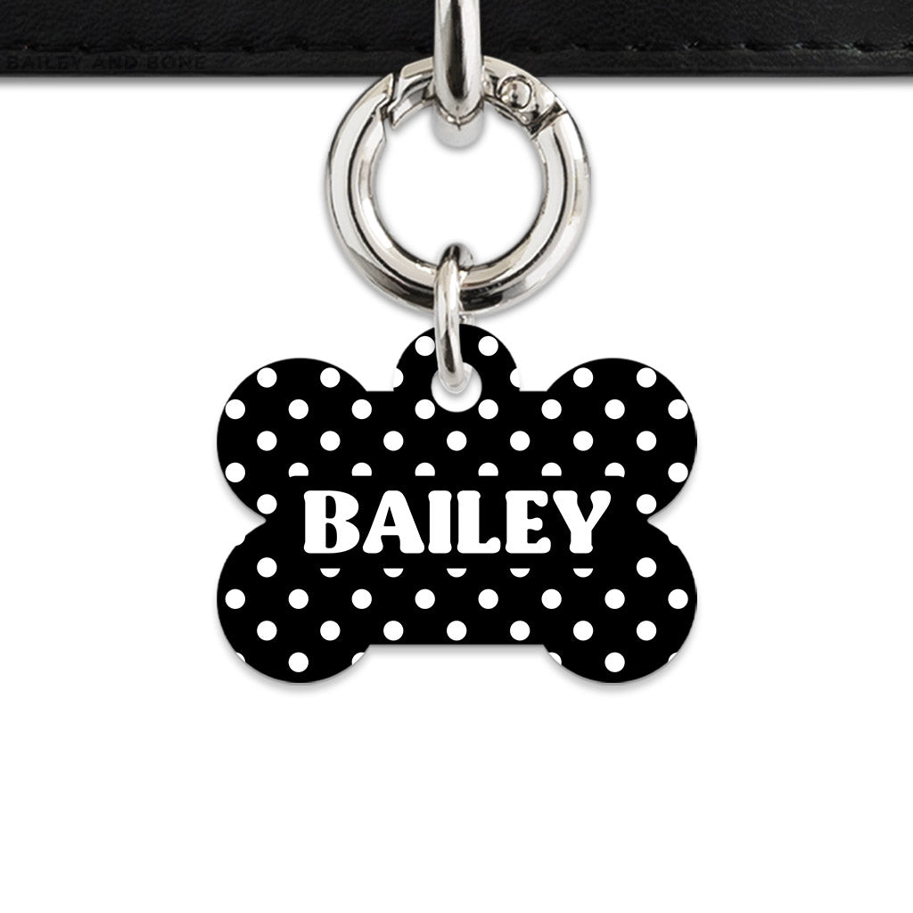 Black And White Polka Dots Pet ID Tag