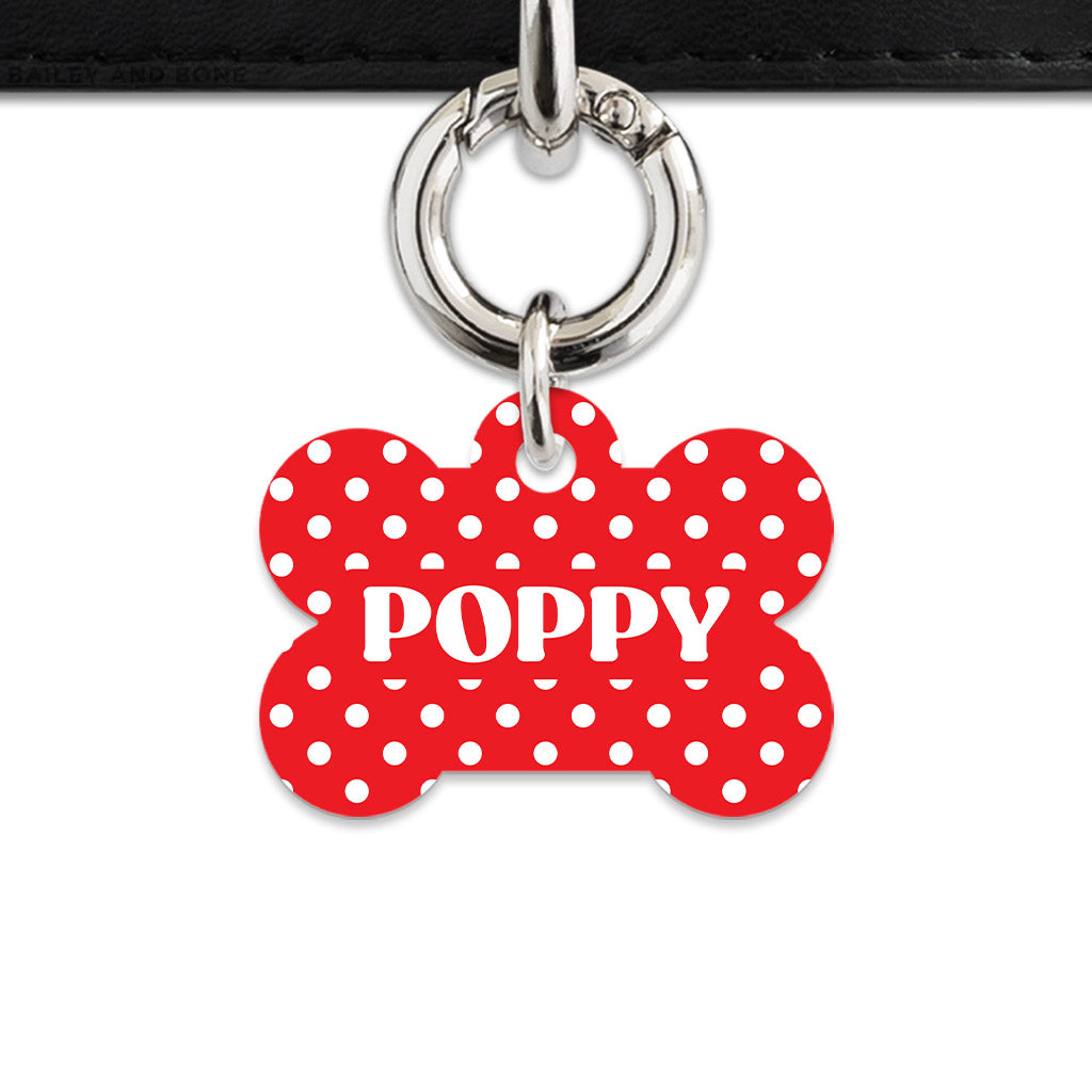 Red And White Polka Dots Pet ID Tag
