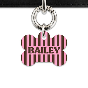 Pink And Brown Stripes Pet ID Tag