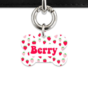 Pink And Red Strawberries Pet ID Tag