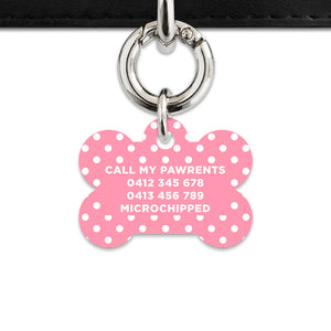 Pink And White Polka Dot Pet ID Tag