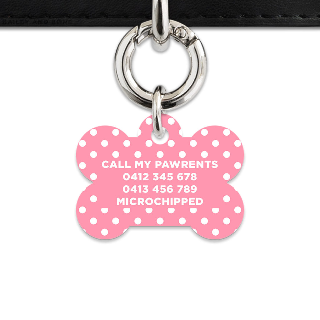 Pink And White Polka Dot Pet ID Tag