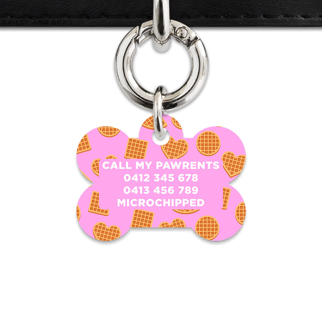 Pink Waffles Pattern Pet ID Tag