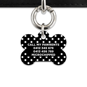 Black And White Polka Dots Pet ID Tag