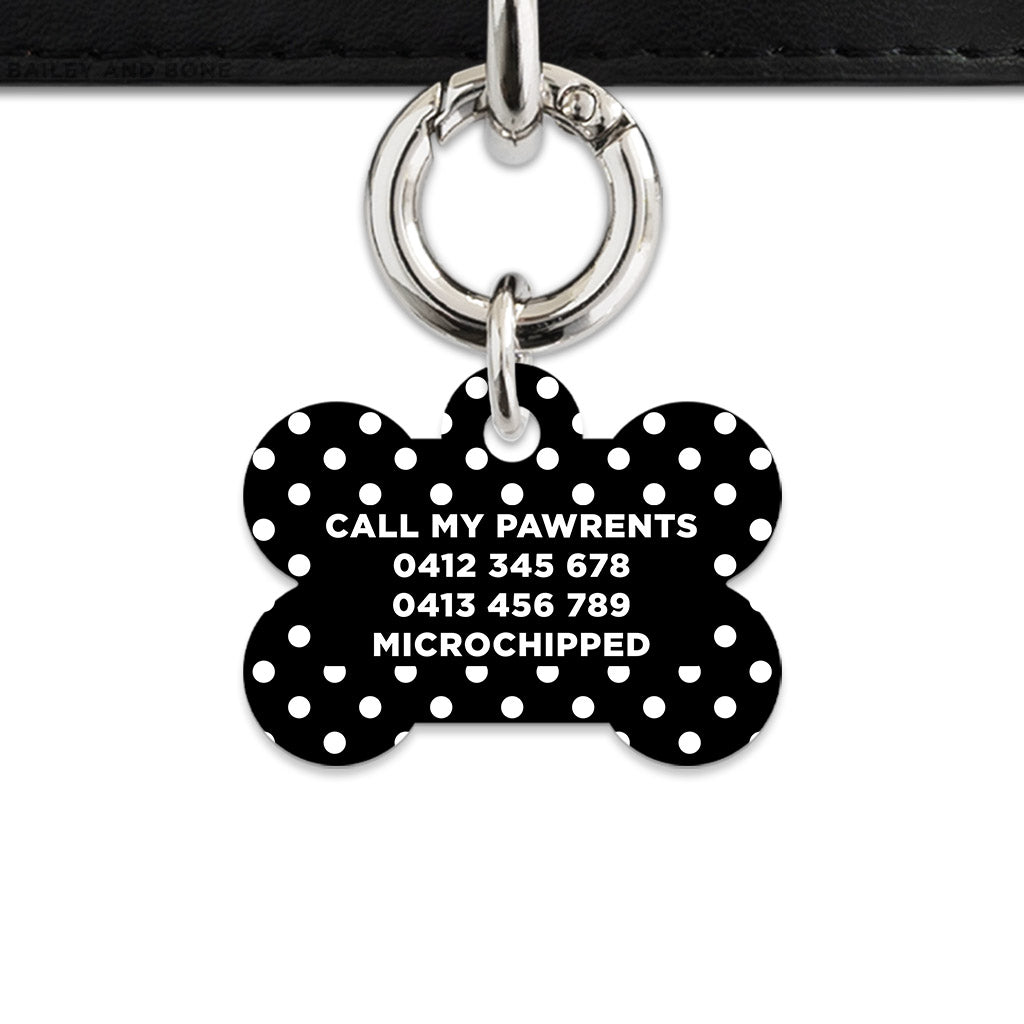 Black And White Polka Dots Pet ID Tag