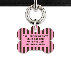 Pink And Brown Stripes Pet ID Tag