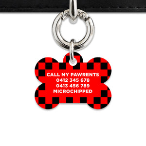Black And Red Checkers Pet ID Tag