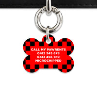 Black And Red Checkers Pet ID Tag