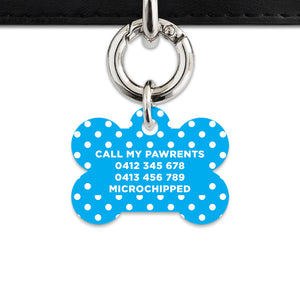Blue And White Polka Dots Pet ID Tag