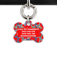 Red Paisley Pattern Pet ID Tag
