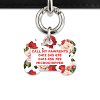 Red And White Roses Pet ID Tag