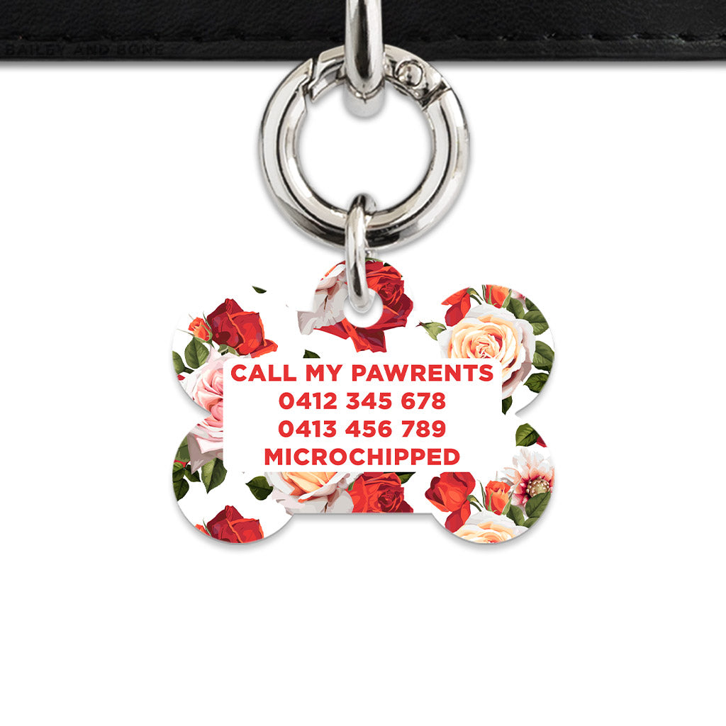 Red And White Roses Pet ID Tag