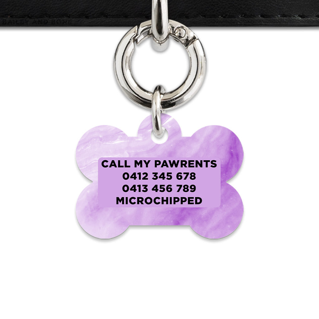 Light Purple Marble Pet ID Tag