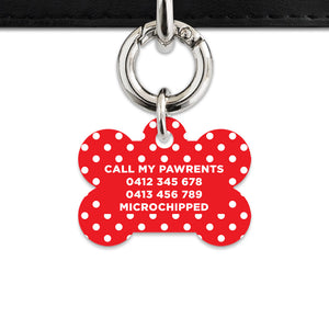 Red And White Polka Dots Pet ID Tag