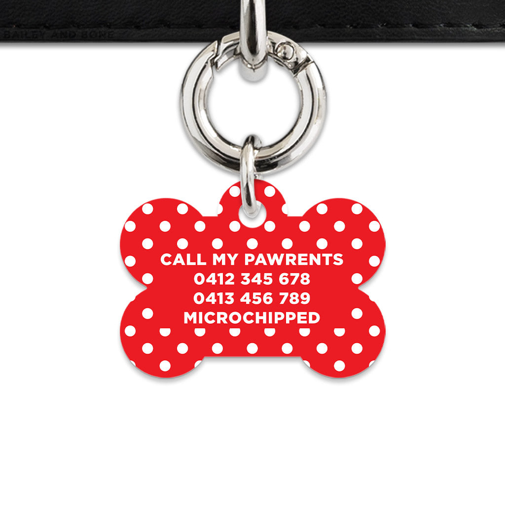 Red And White Polka Dots Pet ID Tag
