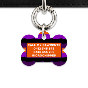 Purple And Orange Spooky Stripes Pet ID Tag