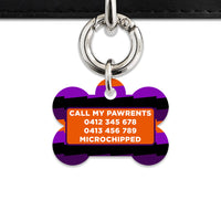 Purple And Orange Spooky Stripes Pet ID Tag
